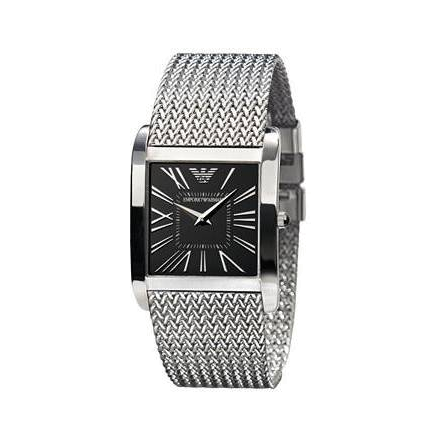 Emporio Armani Classic Black Dial Silver Mesh Bracelet Watch For Women - AR2013