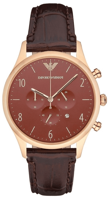 Shop Authentic Emporio Armani Classic Chronograph Burgundy Dial Brown Leather Strap Watch For Men - AR1890 - Luxxuri