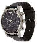 Shop Authentic Emporio Armani Luigi Chronograph Black Dial Black Leather Watch For Men - AR1828 - Luxxuri