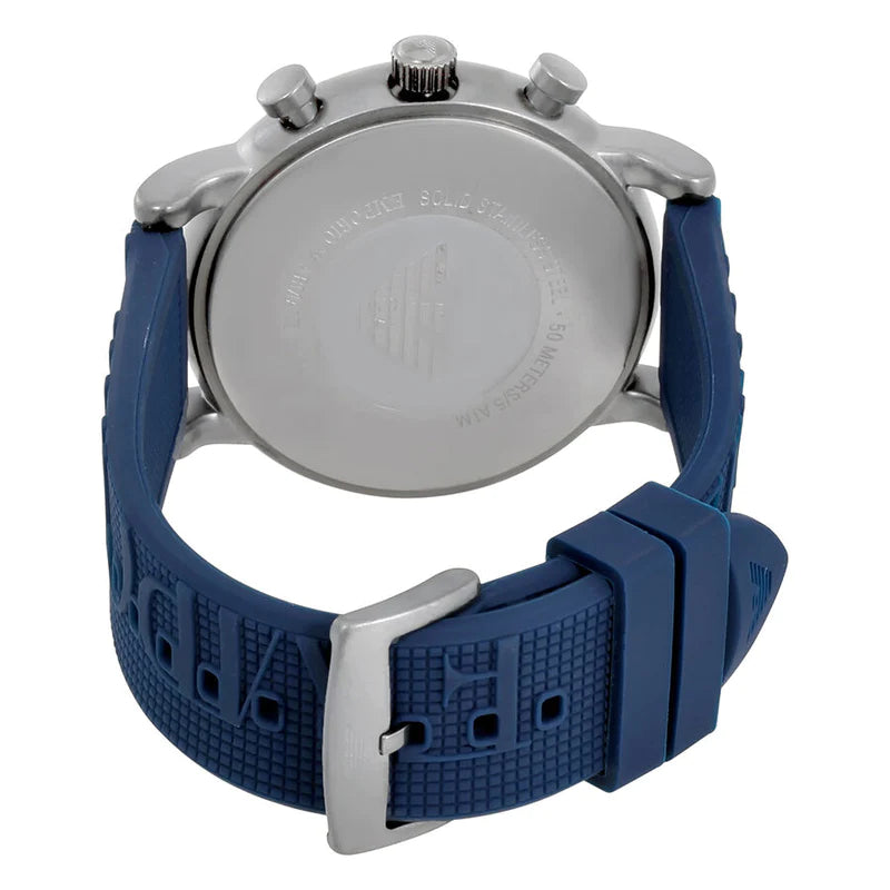 Emporio Armani Luigi Chronograph Black Dial Blue Rubber Strap Watch For Men - AR11023