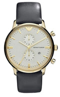 Shop Authentic Emporio Armani Gianni Beige Dial Grey Leather Strap Watch For Men - AR0386 - Luxxuri