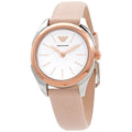 Shop Authentic Emporio Armani Valeria Quartz White Dial Beige Leather Strap Watch For Women - AR11031 - Luxxuri