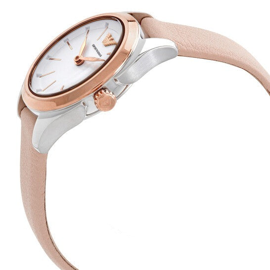 Emporio Armani Valeria Quartz White Dial Beige Leather Strap Watch For Women - AR11031