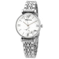 Shop Authentic Emporio Armani Gianni T Bar White Marble Dial Silver Steel Strap Watch For Women - AR11170 - Luxxuri