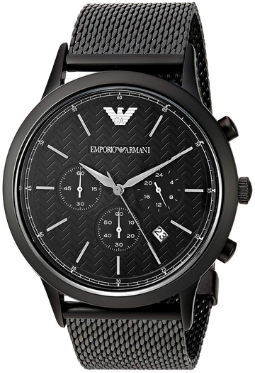 Shop Authentic Emporio Armani Renato Chronograph Black Dial Black Mesh Bracelet Watch For Men - AR2498 - Luxxuri