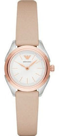 Shop Authentic Emporio Armani Valeria Quartz White Dial Beige Leather Strap Watch For Women - AR11031 - Luxxuri