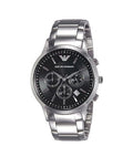 Shop Authentic Emporio Armani Classic Chronograph Black Dial Silver Steel Strap Watch For Men - AR2434 - Luxxuri