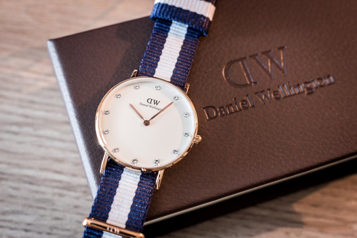 Shop Authentic Daniel Wellington Classy Glasgow White Dial Two Tone Nylon Strap Watch For Women - DW00100078 - Luxxuri