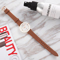 Shop Authentic Emporio Armani Gianni T Bar Quartz Mother of Pearl White Dial Brown Leather Strap Watch For Women - AR11040 - Luxxuri