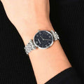 Shop Authentic Emporio Armani Gianni T Bar Dark Blue Dial Silver Stainless Steel Watch For Women - AR11091 - Luxxuri