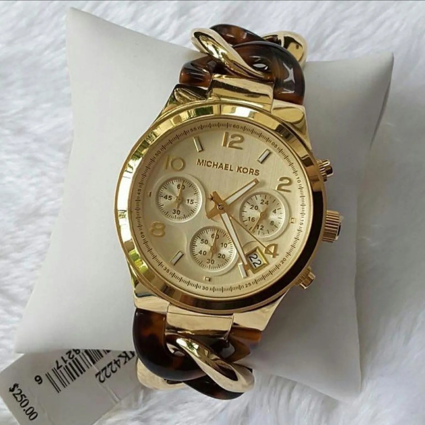 Michael Kors Runway Gold Dial Two Tone Steel Strap Watch for Women - MK4222