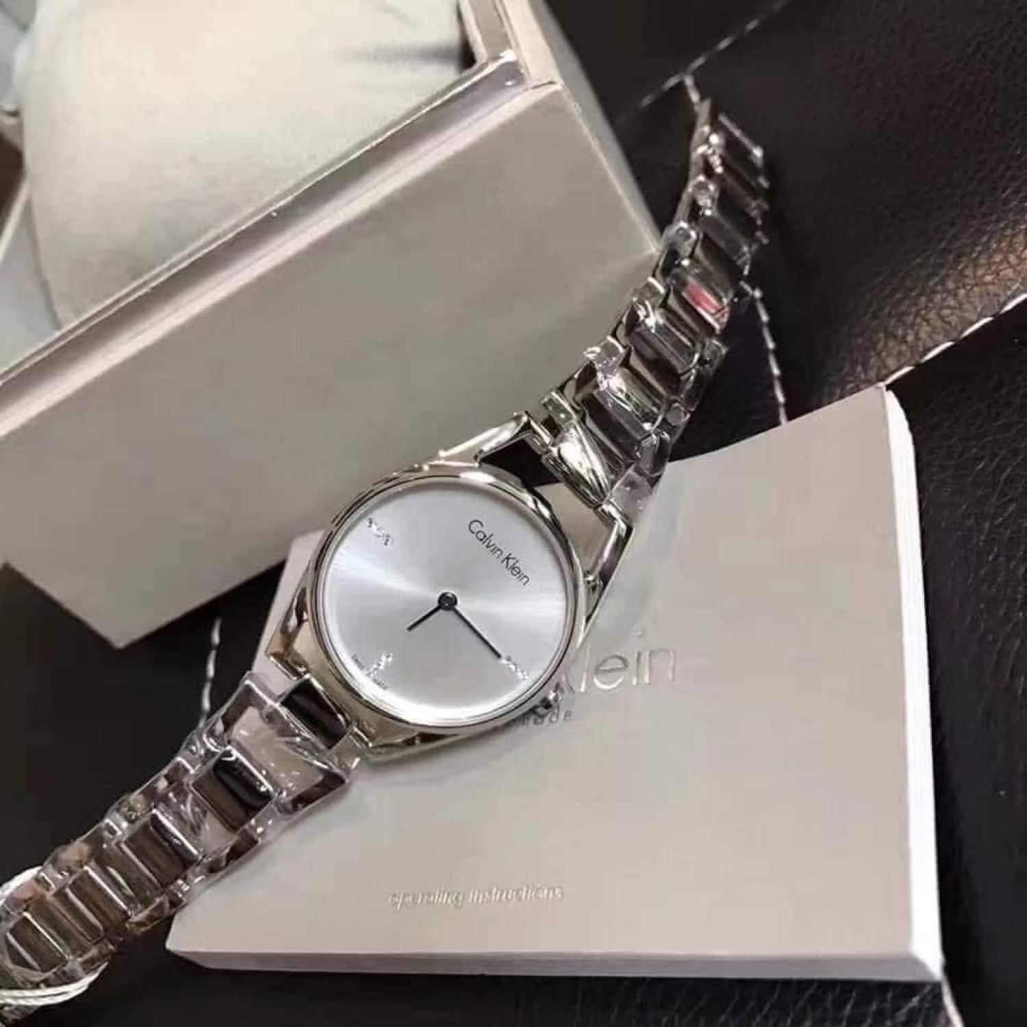 Shop Authentic Calvin Klein Dainty Diamonds Silver Dial Sliver Steel Strap Watch for Women - K7L2314T - Luxxuri