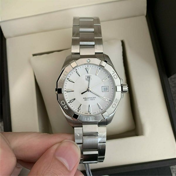 Shop Authentic Tag Heuer Aquaracer Quartz White Dial Silver Steel Strap Watch for Men - WAY1111.BA0928 - Luxxuri