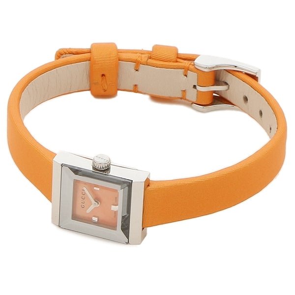Shop Authentic Gucci G-Frame Square Mother of Pearl Orange Dial Orange Leather Strap Watch For Women - YA128532 - Luxxuri