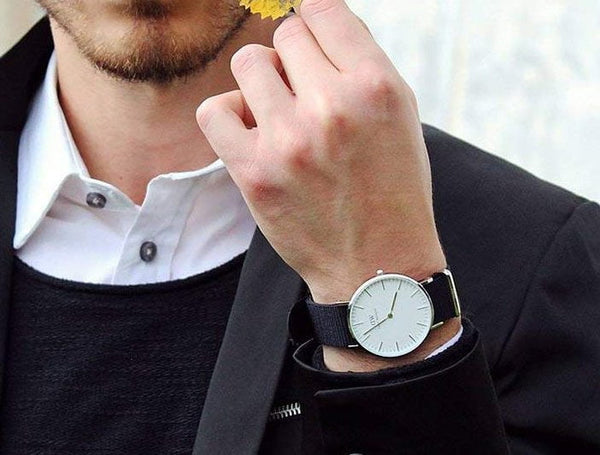 Shop Authentic Daniel Wellington Classic Cornwall White Dial Black Nylon Strap Watch For Men - DW00100258 - Luxxuri