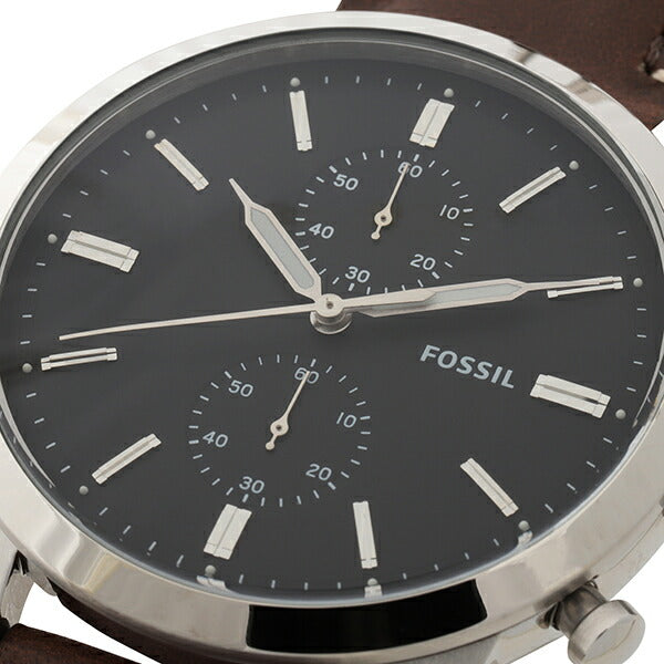 Fossil Townsman Chronograph Black Dial Brown Leather Strap Watch for Men - FS5280