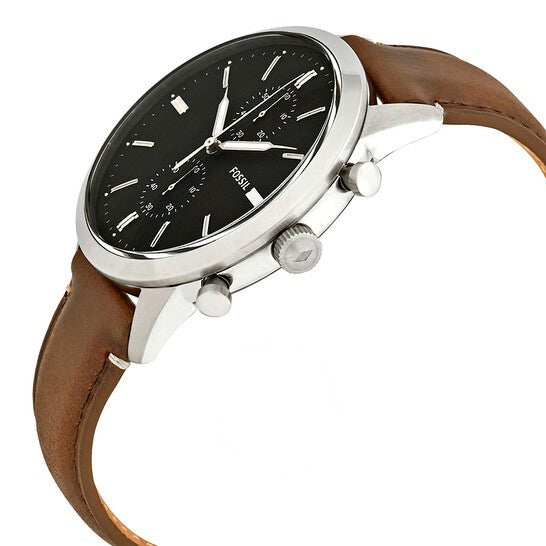 Fossil Townsman Chronograph Black Dial Brown Leather Strap Watch for Men - FS5280