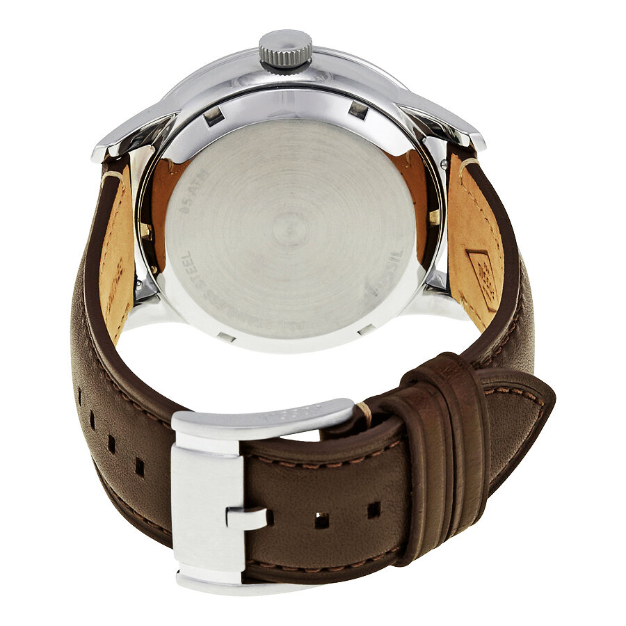 Fossil Townsman Automatic Black Dial Brown Leather Strap Watch for Men - ME1163