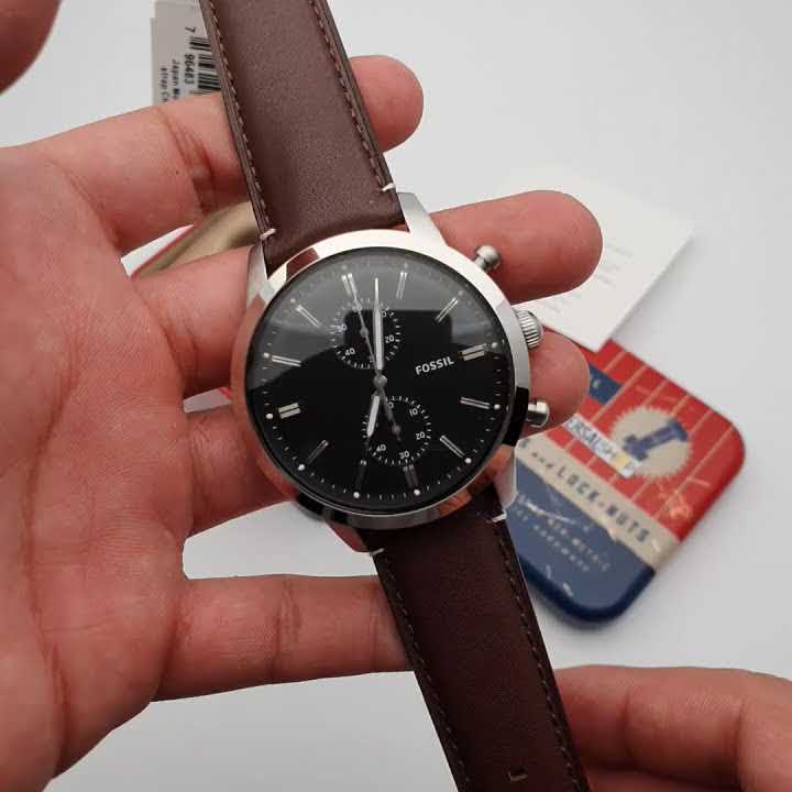 Fossil Townsman Chronograph Black Dial Brown Leather Strap Watch for Men - FS5280