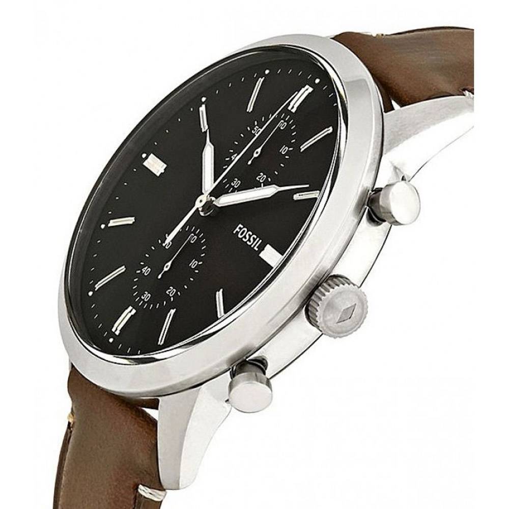 Fossil Townsman Chronograph Black Dial Brown Leather Strap Watch for Men - FS5280