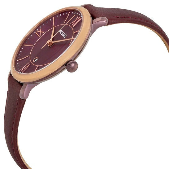 Fossil Jacqueline Burgundy Dial Burgundy Leather Strap Watch for Women - ES4099