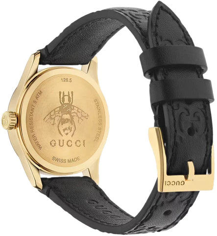 Shop Authentic Gucci G Timeless Quartz Black Dial Black Leather Strap Watch For Women - YA126581A - Luxxuri