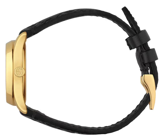 Shop Authentic Gucci G Timeless Quartz Black Dial Black Leather Strap Watch For Women - YA126581A - Luxxuri