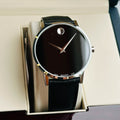 Shop Authentic Movado Museum Classic Black Dial Black Leather Strap Watch for Men - 0607194 - Luxxuri