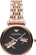 Shop Authentic Emporio Armani Gianni T Bar Black Dial Rose Gold Steel Strap Watch For Women - AR11206 - Luxxuri