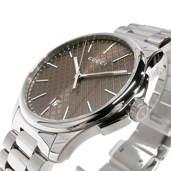 Shop Authentic Gucci G Timeless Quartz Brown Dial Silver Steel Strap Watch for Men - YA126317 - Luxxuri