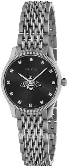 Shop Authentic Gucci G Timeless Quartz Black Dial Silver Steel Strap Watch For Women - YA1265020 - Luxxuri