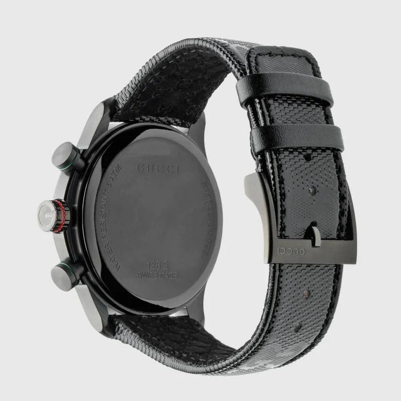 Shop Authentic Gucci G Timeless Quartz Chronograph Black Dial Black Leather Strap Watch For Men - YA126244 - Luxxuri