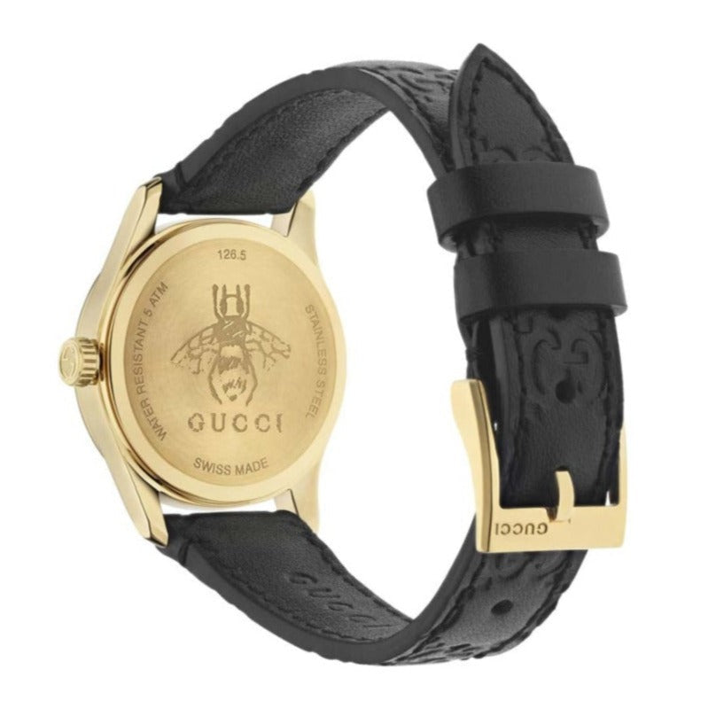 Shop Authentic Gucci G Timeless Quartz Black Dial Black Leather Strap Watch For Women - YA126581A - Luxxuri