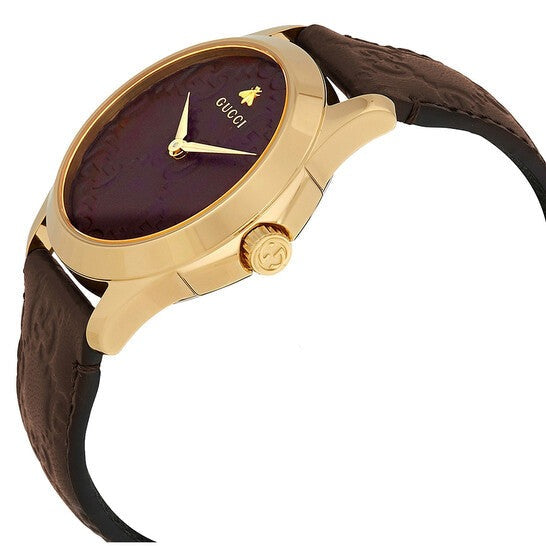 Shop Authentic Gucci G Timeless Quartz Brown Dial Brown Leather Strap Watch for Men - YA1264035 - Luxxuri