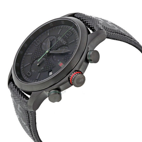 Shop Authentic Gucci G Timeless Quartz Chronograph Black Dial Black Leather Strap Watch For Men - YA126244 - Luxxuri