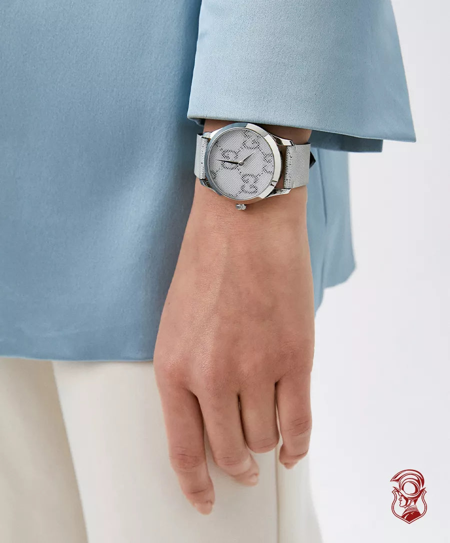 Shop Authentic Gucci G Timeless Quartz Grey Dial Grey Leather Strap Watch For Men - YA1264058 - Luxxuri