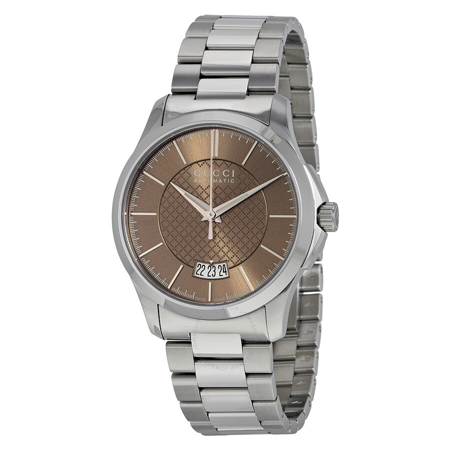 Shop Authentic Gucci G Timeless Automatic Brown Dial Silver Steel Strap Watch For Women - YA126431A - Luxxuri