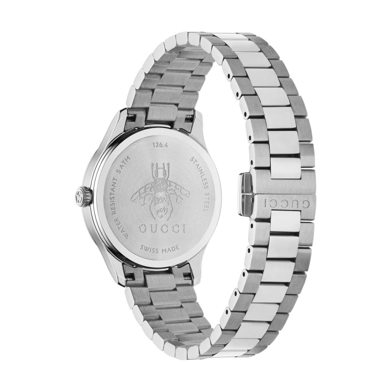 Shop Authentic Gucci G Timeless Quartz Black Dial Silver Steel Strap Watch for Women - YA1265034 - Luxxuri
