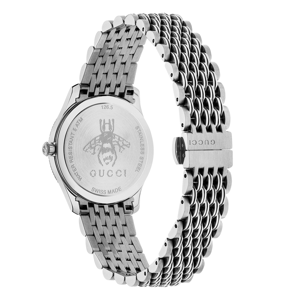 Shop Authentic Gucci G Timeless Quartz Silver Dial Silver Steel Strap Watch For Women - YA1265019 - Luxxuri
