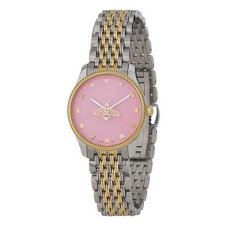 Shop Authentic Gucci G Timeless Quartz Pink Dial Two Tone Steel Strap Watch For Women - YA1265030 - Luxxuri