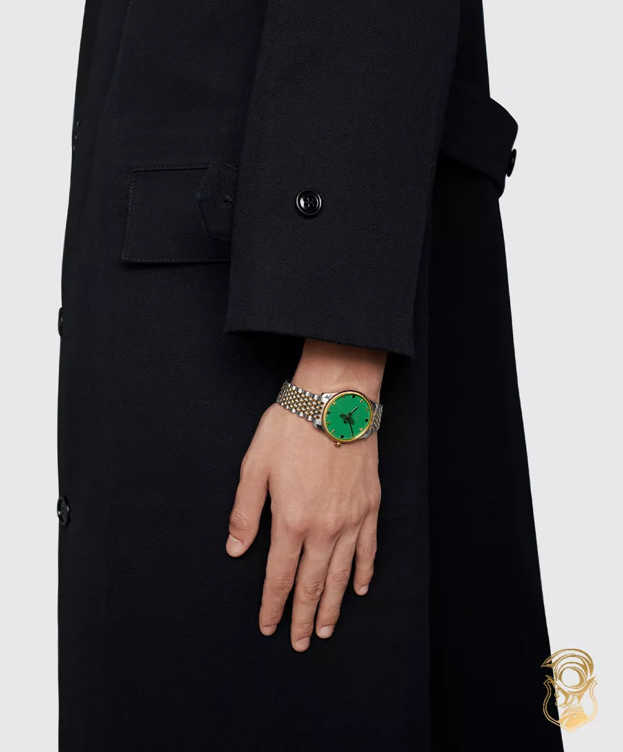 Shop Authentic Gucci G Timeless Quartz Green Dial Two Tone Steel Strap Watch For Men - YA1264182 - Luxxuri