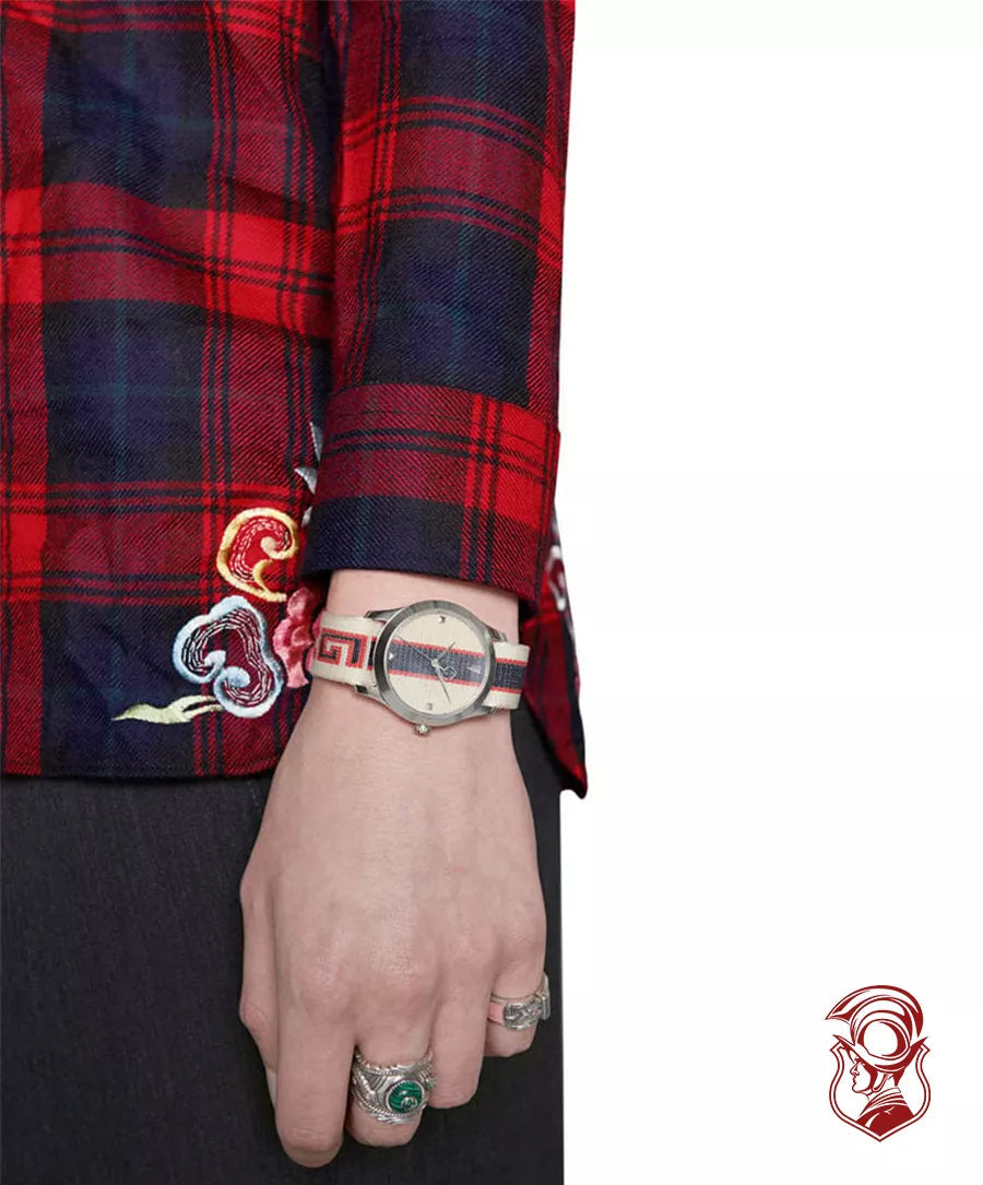 Shop Authentic Gucci G Timeless Quartz White Dial Two Tone NATO Strap Watch For Men - YA1264071 - Luxxuri