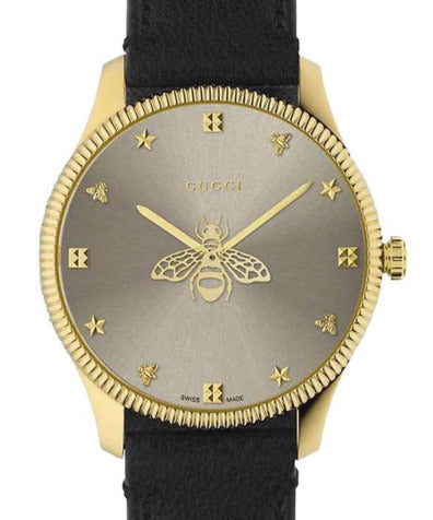 Shop Authentic Gucci G Timeless Quartz Silver Dial Black Leather Strap Watch For Women - YA1264181 - Luxxuri