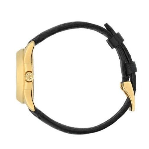 Shop Authentic Gucci G Timeless Quartz Black Dial Black Leather Strap Watch For Women - YA126581A - Luxxuri