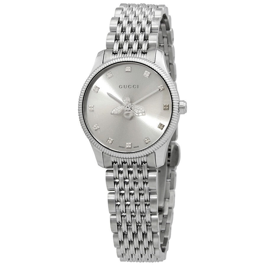 Shop Authentic Gucci G Timeless Quartz Silver Dial Silver Steel Strap Watch For Women - YA1265019 - Luxxuri