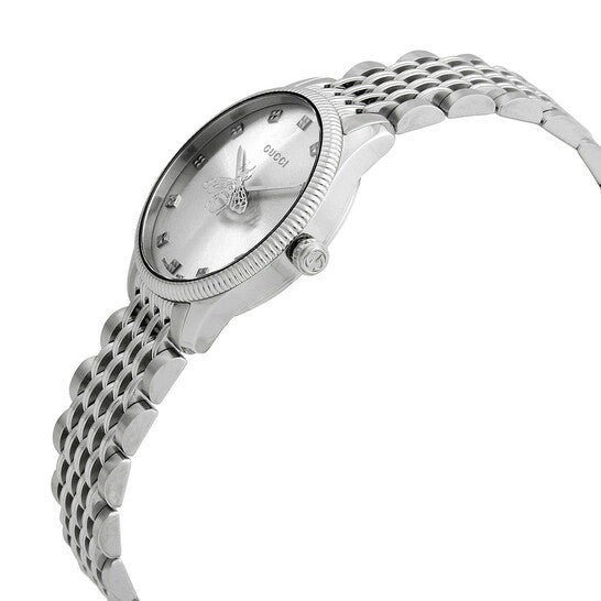 Shop Authentic Gucci G Timeless Quartz Silver Dial Silver Steel Strap Watch For Women - YA1265019 - Luxxuri