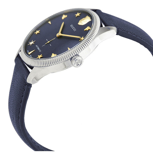 Shop Authentic Gucci G Timeless Automatic Blue Dial Black Leather Strap Watch For Men - YA126347 - Luxxuri
