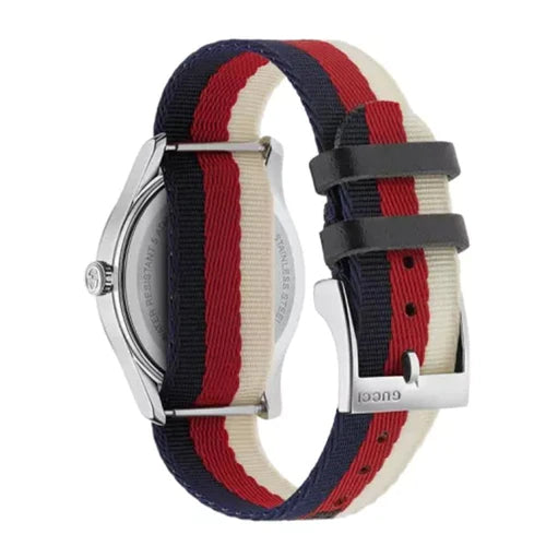 Shop Authentic Gucci G Timeless Quartz White Red Blue Dial Multicolored NATO Strap Watch For Men - YA1264059 - Luxxuri