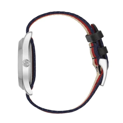Shop Authentic Gucci G Timeless Quartz White Red Blue Dial Multicolored NATO Strap Watch For Men - YA1264059 - Luxxuri
