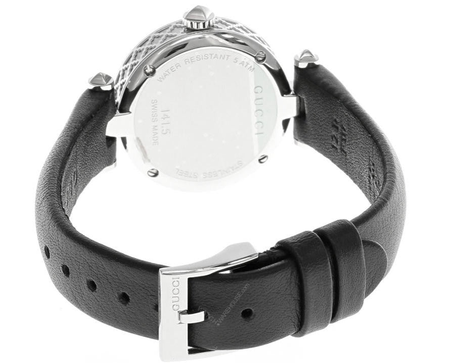 Shop Authentic Gucci Diamantissima Quartz Diamonds Black Dial Black Leather Strap Watch for Women - YA141506 - Luxxuri